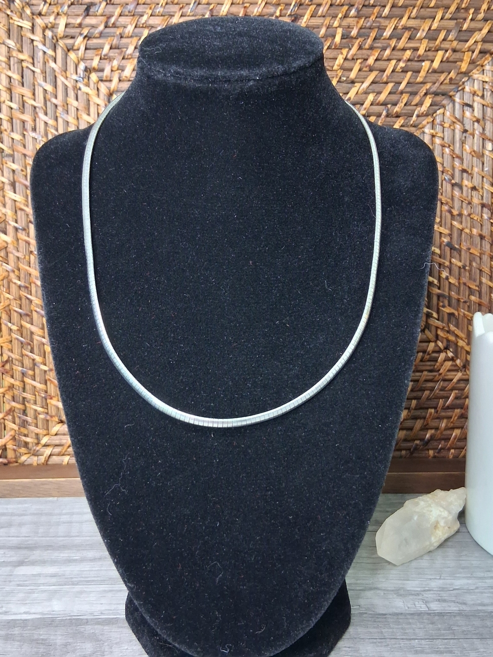 Silver Omega Chain Necklace 18"